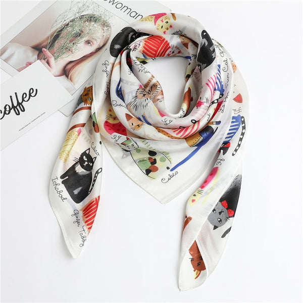 Women Silk Scarf Square Shawls