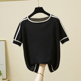 Thin Knitted T Shirt Women Short Sleeve Summer Tops