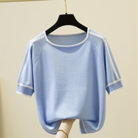 Thin Knitted T Shirt Women Short Sleeve Summer Tops