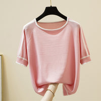 Thin Knitted T Shirt Women Short Sleeve Summer Tops