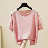 Thin Knitted T Shirt Women Short Sleeve Summer Tops