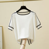 Thin Knitted T Shirt Women Short Sleeve Summer Tops