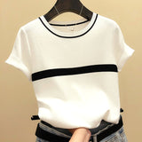 Thin Knitted T Shirt Women Short Sleeve Summer Tops