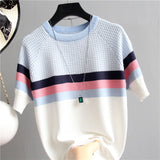 Thin Knitted T Shirt Women Short Sleeve Summer Tops