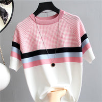 Thin Knitted T Shirt Women Short Sleeve Summer Tops