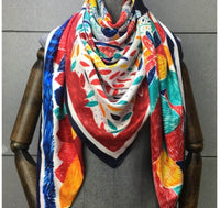 Twill Silk Scarf Women Print Shawl Femme Square Scarves