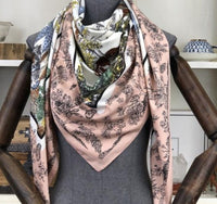 Twill Silk Scarf Women Print Shawl Femme Square Scarves