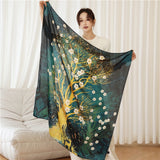 Luxury Silk Square Scarf Print Shawls