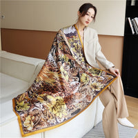 Luxury Silk Square Scarf Print Shawls