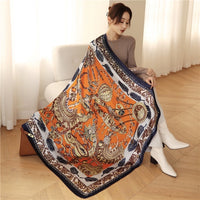 Luxury Silk Square Scarf Print Shawls