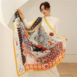 Luxury Silk Square Scarf Print Shawls