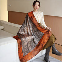 Luxury Silk Square Scarf Print Shawls