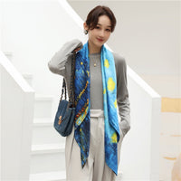 Luxury Silk Square Scarf Print Shawls