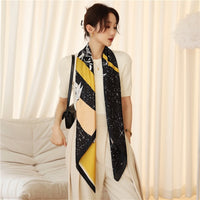 Luxury Silk Square Scarf Print Shawls