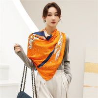 Luxury Silk Square Scarf Print Shawls