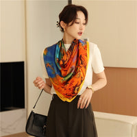 Luxury Silk Square Scarf Print Shawls