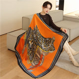 Luxury Silk Square Scarf Print Shawls