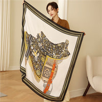 Luxury Silk Square Scarf Print Shawls