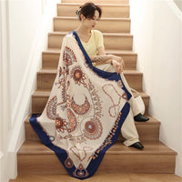 Luxury Silk Square Scarf Print Shawls