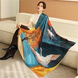 Luxury Silk Square Scarf Print Shawls