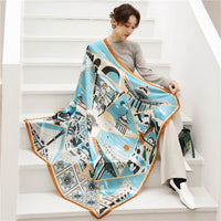 Luxury Silk Square Scarf Print Shawls