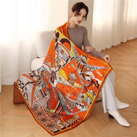 Luxury Silk Square Scarf Print Shawls