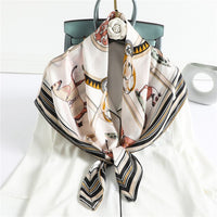 Silk Square Scarf Horse Print Shawl  Neck Scarves