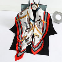 Silk Square Scarf Horse Print Shawl  Neck Scarves