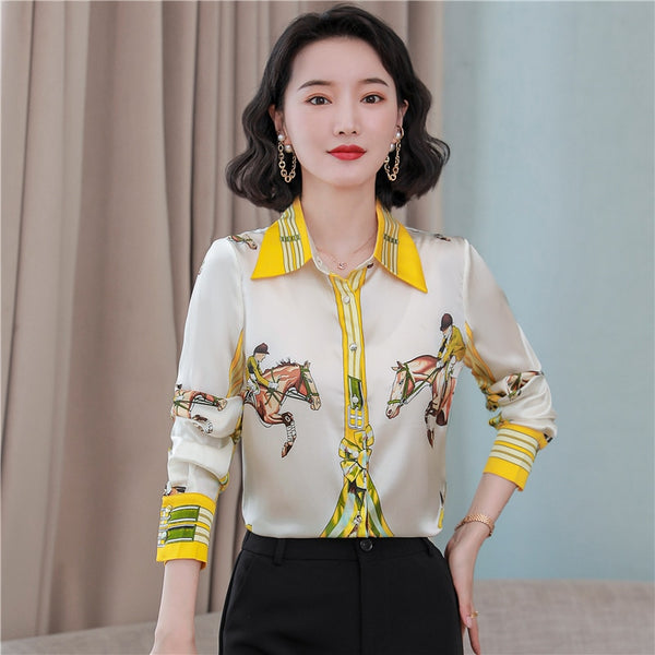 Silk Satin Loose Women Shirts New Fashion Blouses