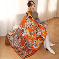 Square Scarf Silk Satin Print  Shawls