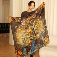 Square Scarf Silk Satin Print  Shawls