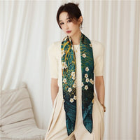 Square Scarf Silk Satin Print  Shawls