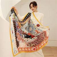 Square Scarf Silk Satin Print  Shawls