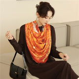 Square Scarf Silk Satin Print  Shawls