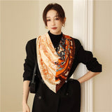 Square Scarf Silk Satin Print  Shawls