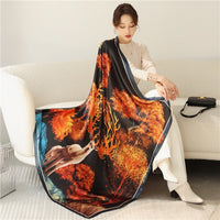 Square Scarf Silk Satin Print  Shawls