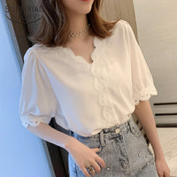 Women Chiffon Shirt Short Sleeve Blouse