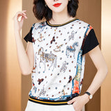 Women O-collar Fashion T Shirt Summer Cartoons Tees