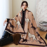 Horse Winter Scarf Cashmere Shawls Wraps Women