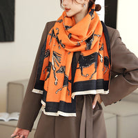 Horse Winter Scarf Cashmere Shawls Wraps Women